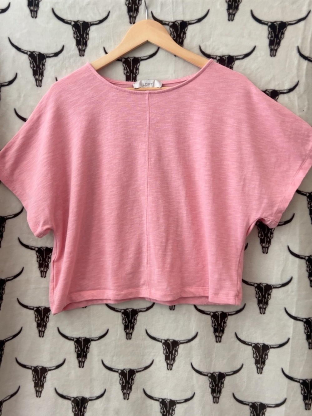 LOFT Pink Dolman Sleeve Relaxed Top Women’s Medium Cotton Blend